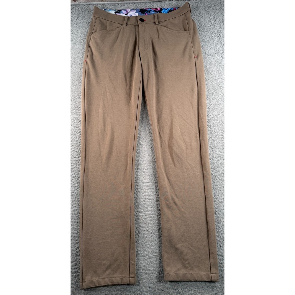 Au Noir Sophisticated Pants Mens 33x29 Brown Slim Fit Stretch Chino Trousers